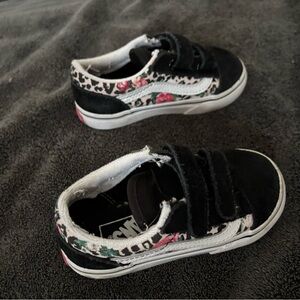 Vans Black and Pink Sneakers with animal print and floral design